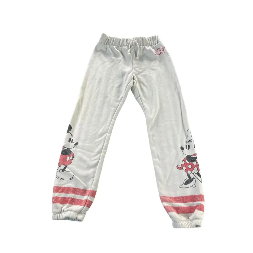 Gap Kids Girls White Mickey Minnie Mouse Graphic Sweatpants Youth Size Medium